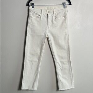 MOTHER White Straight Leg Jeans